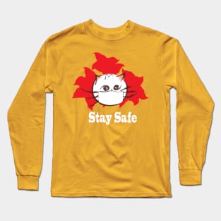 Stay Safe cute cat Long Sleeve T-Shirt